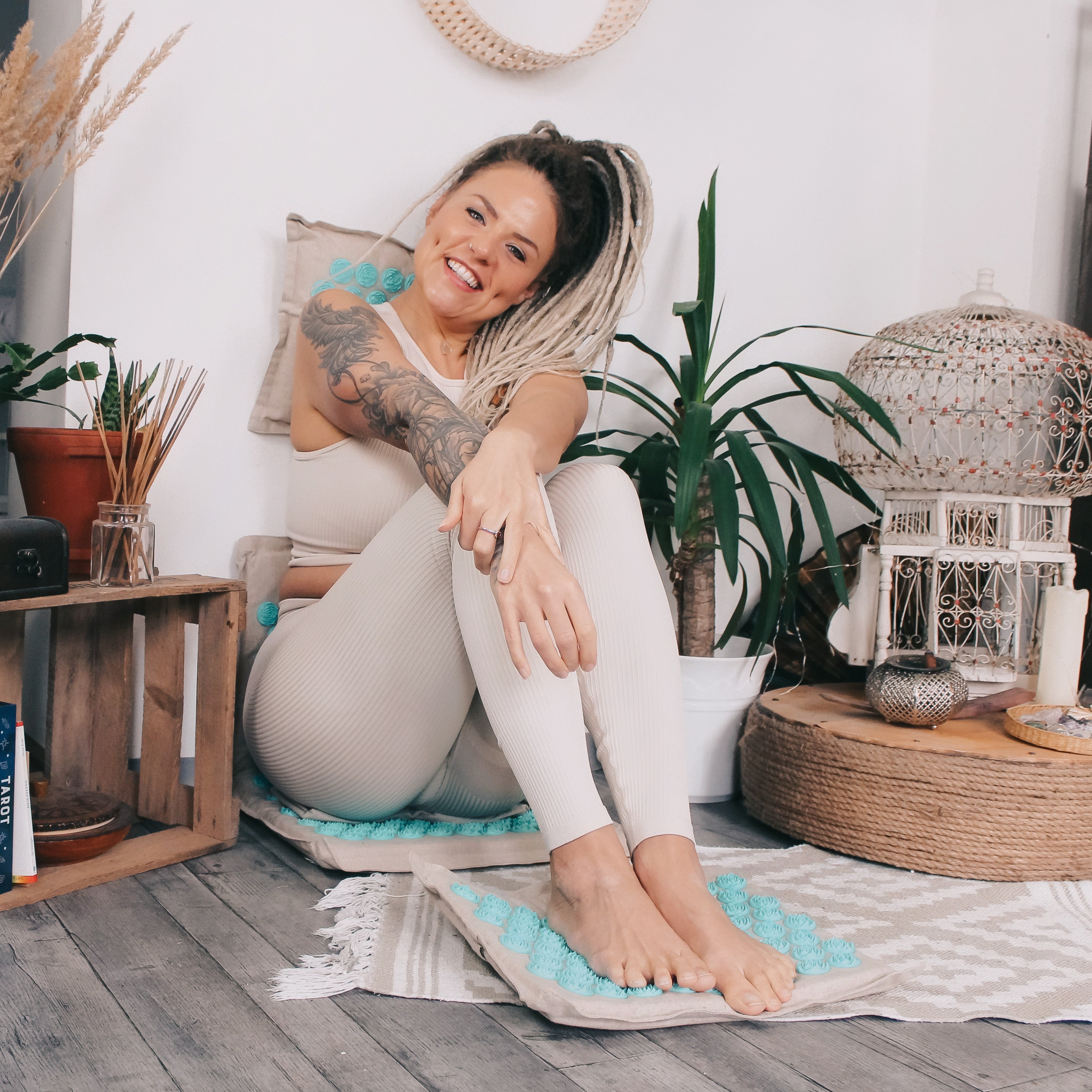 Lotus Dream Akupressur-Fussmatte Reflex-Zen Kompakte Matte fürs Barfuß-Stehen