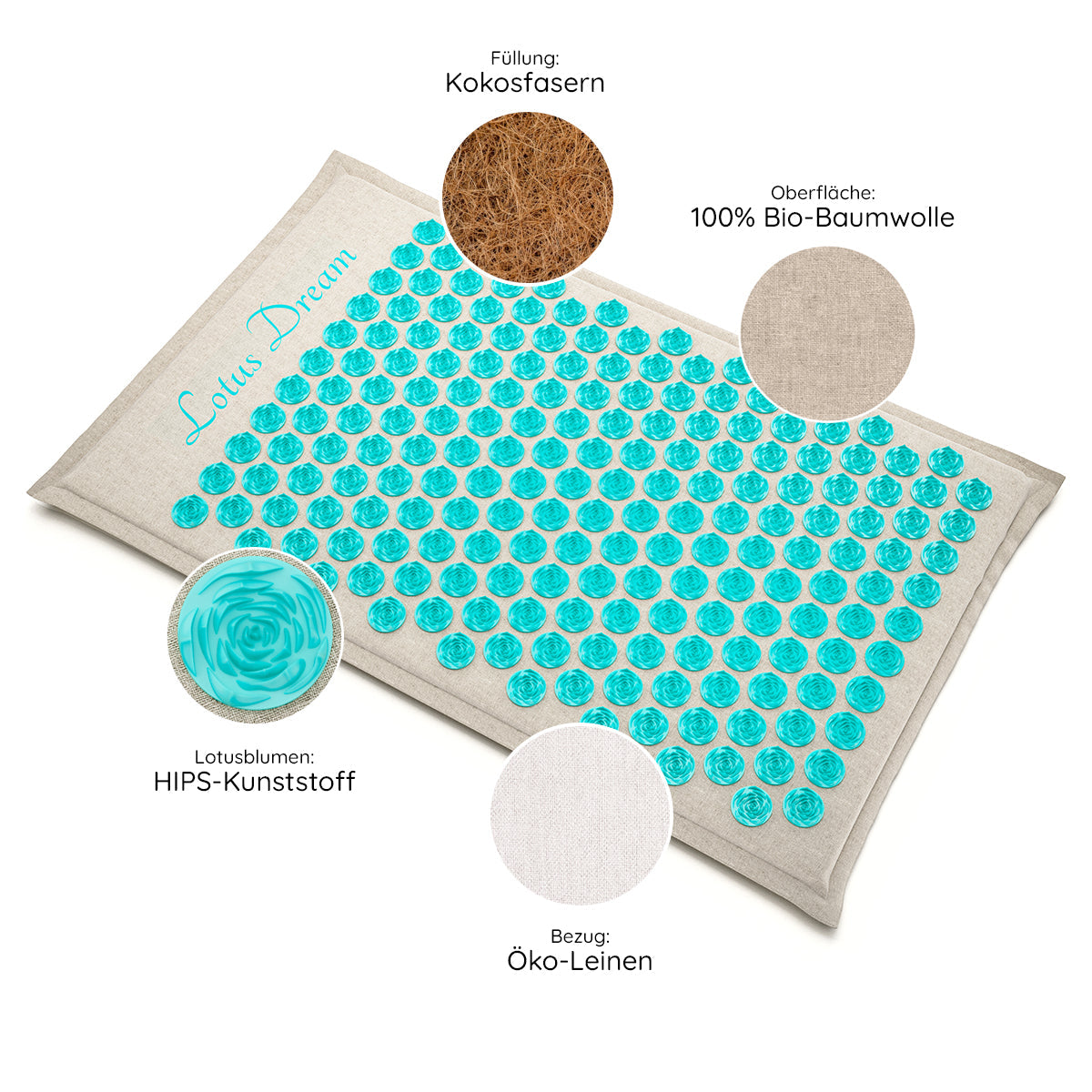 Lotus Dream Rutschfeste Yoga-Matte - Flow Base - Griffige, gelenkschonende Matte als Basis fürs Dehnen vor/nach der Akupressur.