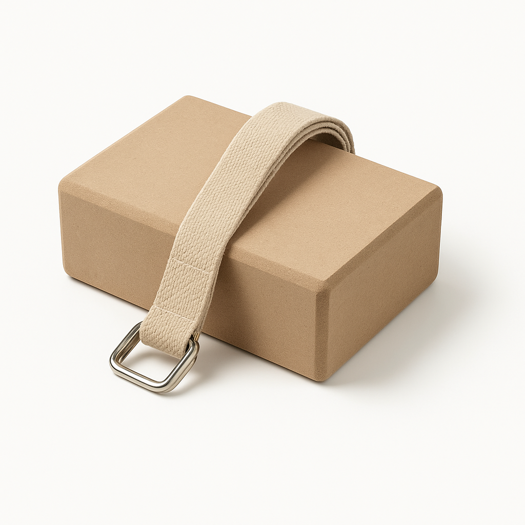 Lotus Dream Yoga-Block & Stretch-Gurt - Open Set - Set für sanfte Mobilisation: Stabiler Block verstellbarer Gurt – erleichtert Dehnungen spürbar.